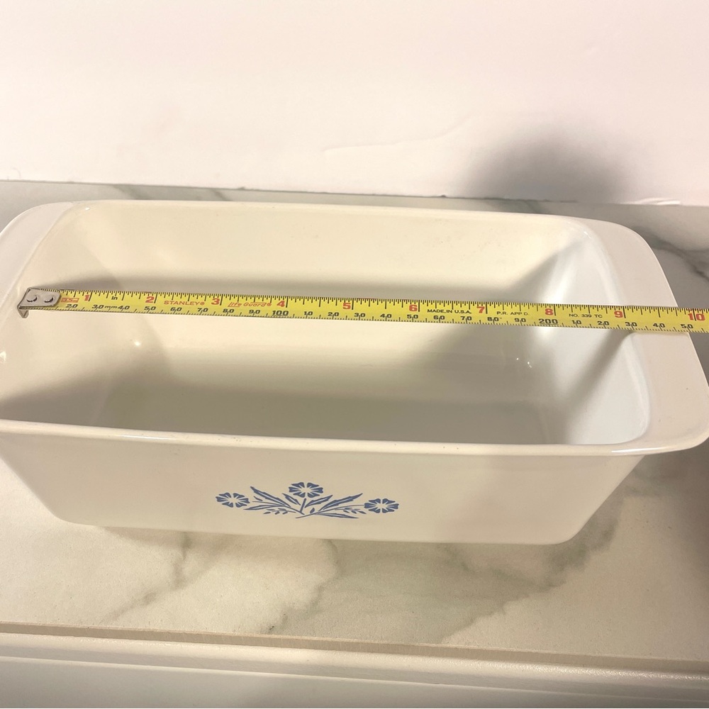VTG Corning Ware Blue Cornflower 2QT Loaf Bread Pan Baking P-315-B USA 9x5x3 - Picture 8 of 10
